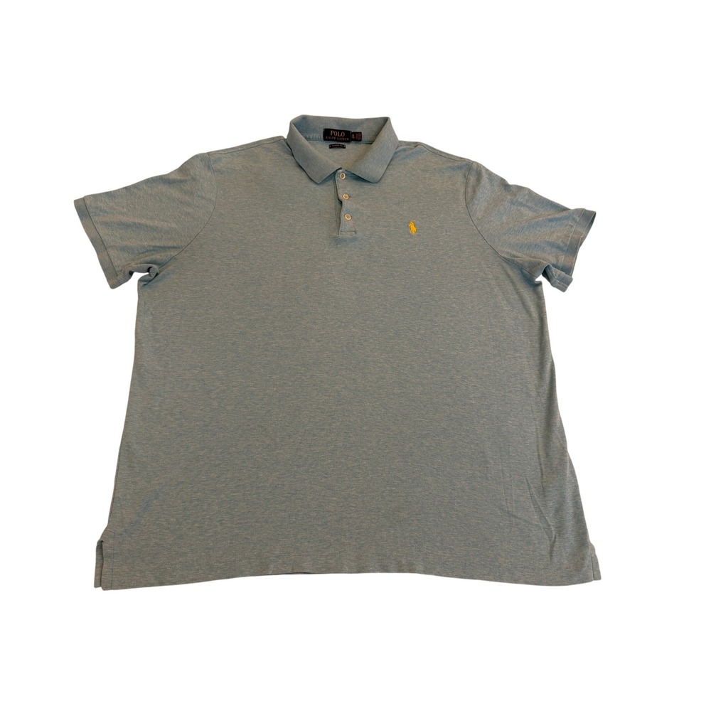 Polo Ralph Lauren Mens XL Classic Fit Polo Shirt Light Blue Heather Yellow Pony